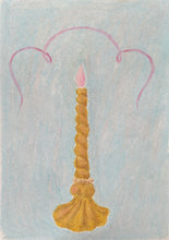 Pink Flamed Candle Oil Pastel Painting