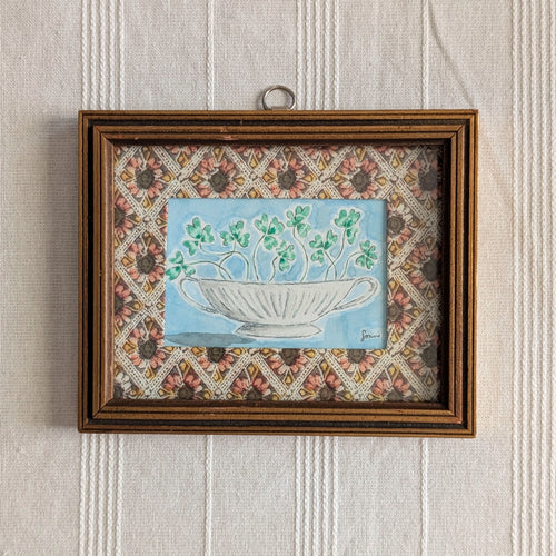 Clover Watercolour with Vintage Frame