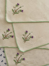 Set of 4 Purple Flowers Embroidered Napkins