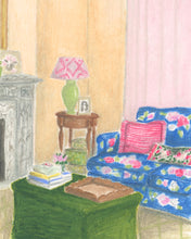 Sitting Room Oil Pastel Art Print