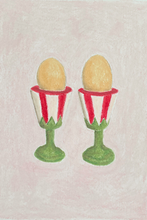 Egg Cups Oil Pastel Painting