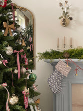 Handmade Heirloom Christmas Stocking - Blue with Pink Lining