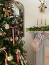 Handmade Heirloom Christmas Stocking - Pink with Blue Lining